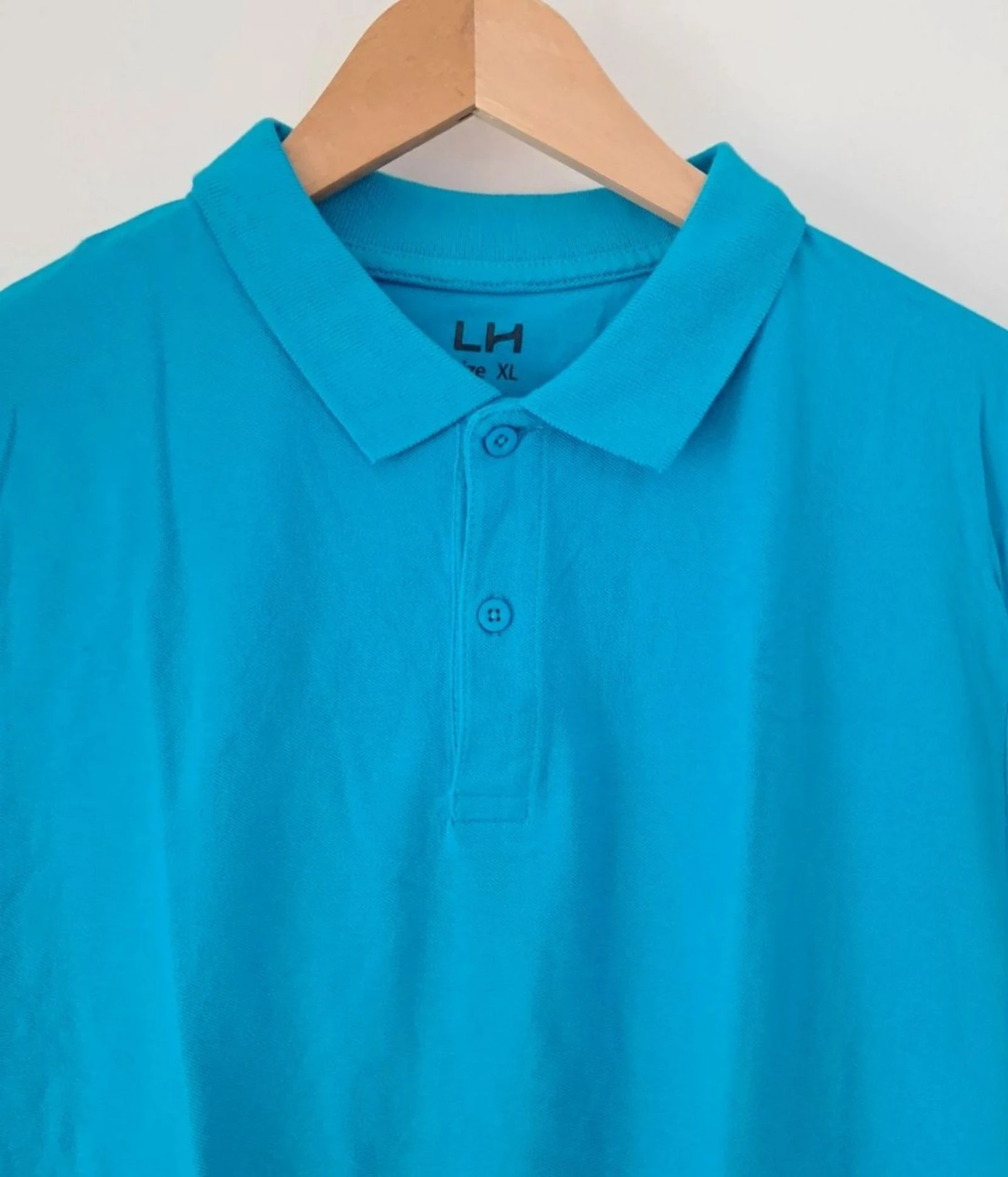 Polo de manga curta tamanho GG turquesa lisa – photo 2